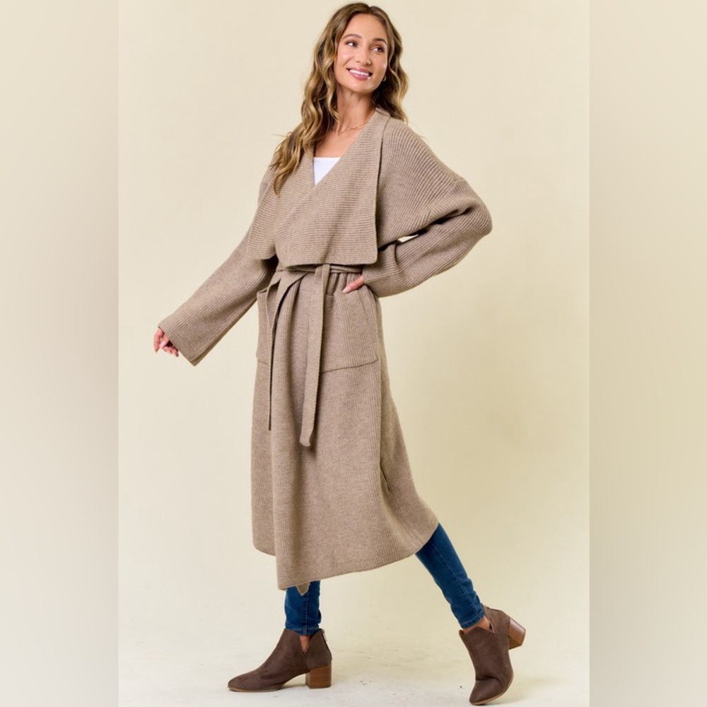 NEW- Ribbed Belted Sweater Cardigan Jacket by OnBlue - Picture 7 of 16